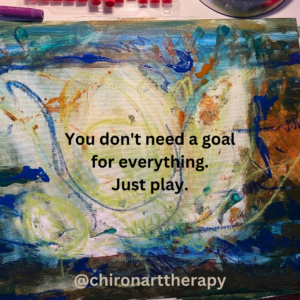 abstract painting with the words you don't need a goal for everything. just play